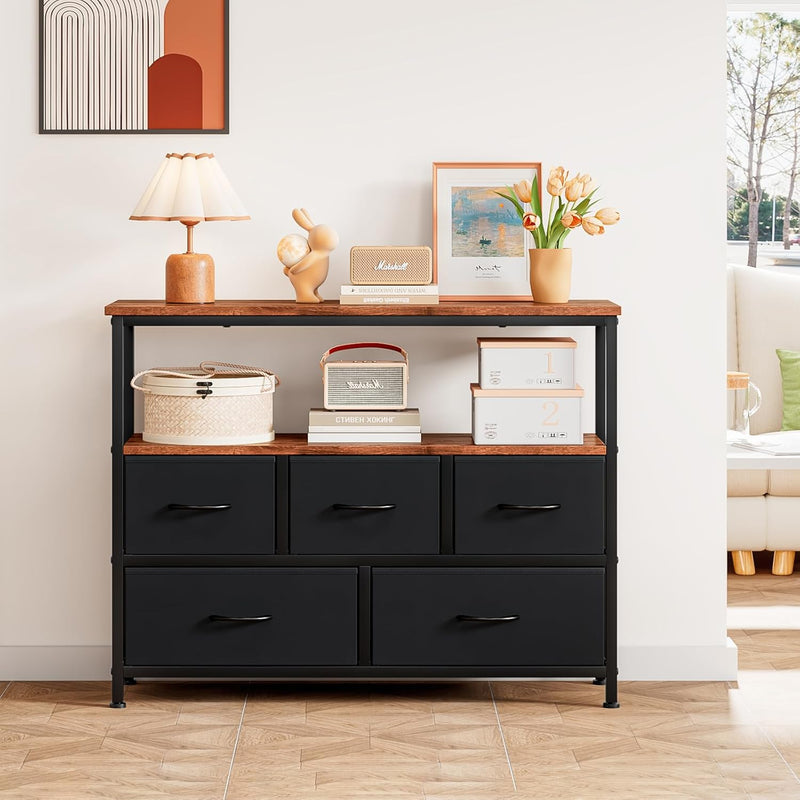 TV Stand with 5 Fabric Drawers and 2