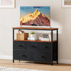 TV Stand with 5 Fabric Drawers and 2