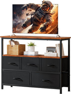 TV Stand with 5 Fabric Drawers and 2