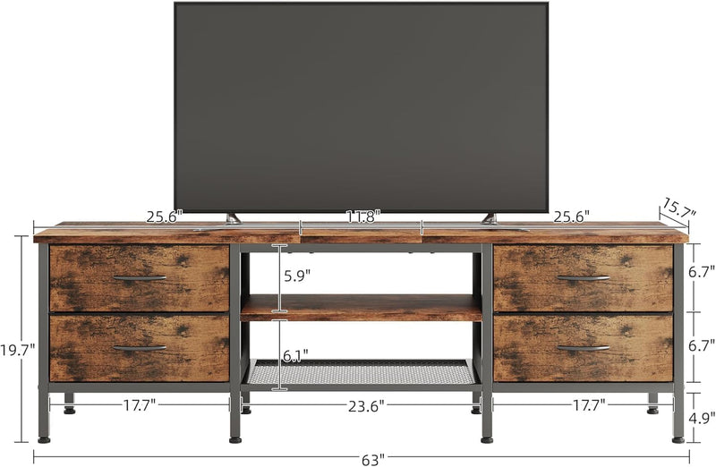 TV Stand with Storage Console Table 63 Inch