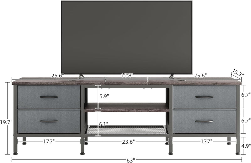 TV Stand with Storage Console Table 63 Inch
