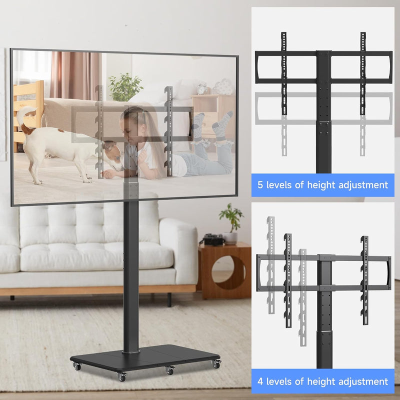 TV Stand with Wheels Height Adjustable for 42