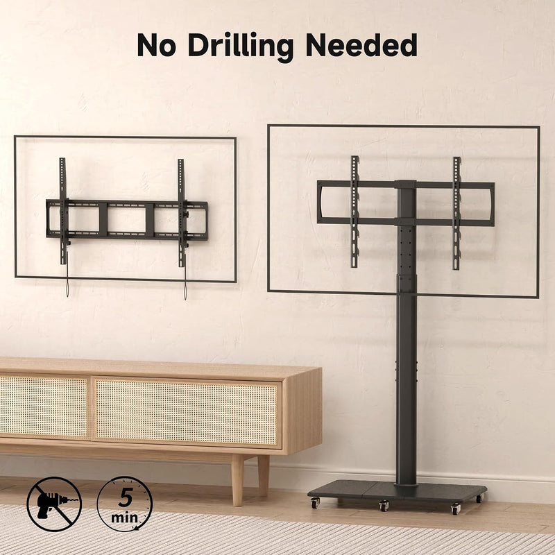 TV Stand with Wheels Height Adjustable for 42