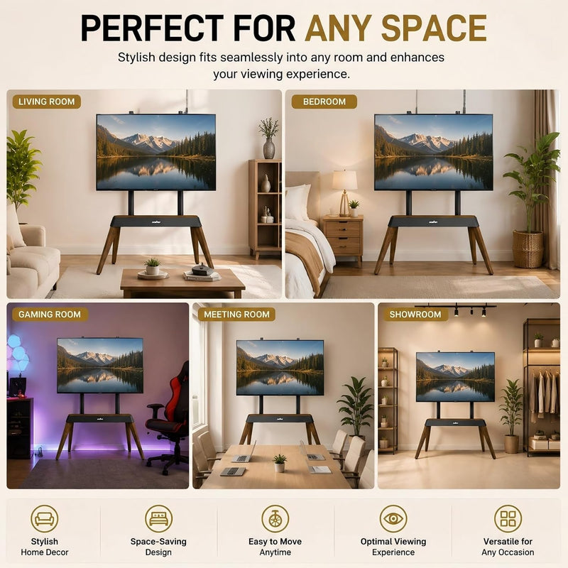 TV Stand Wooden Legs Freestanding Mount for 40-86