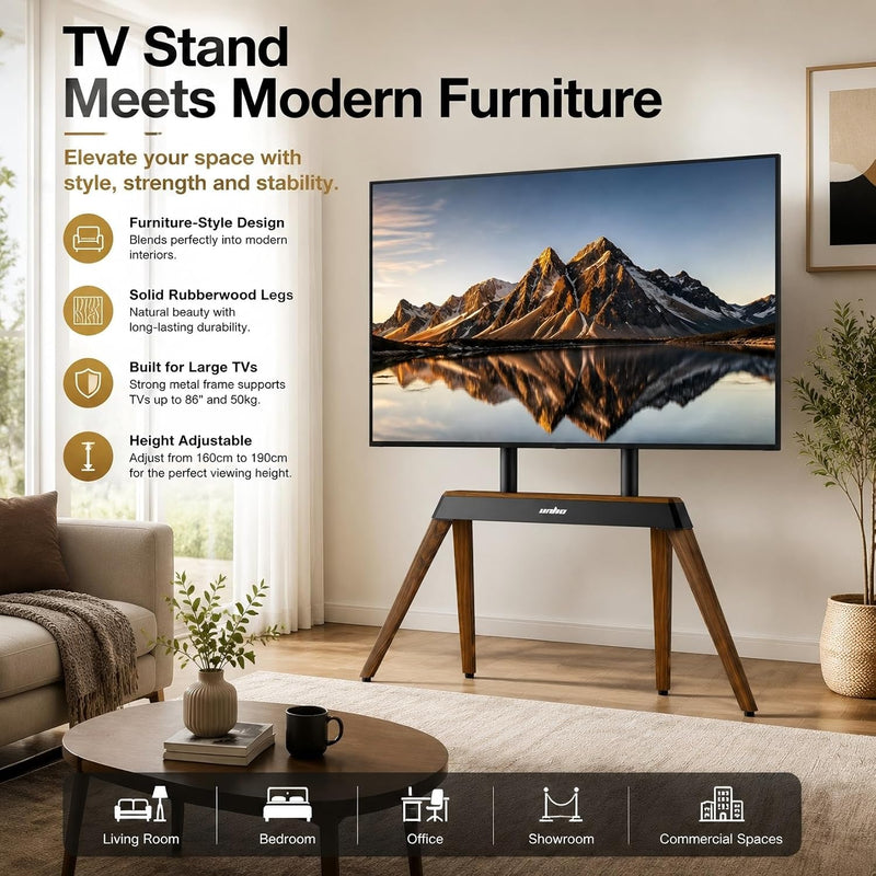 TV Stand Wooden Legs Freestanding Mount for 40-86