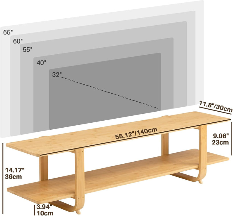 TV Table Bench 140CM Small Low Cabinet 2-Tier