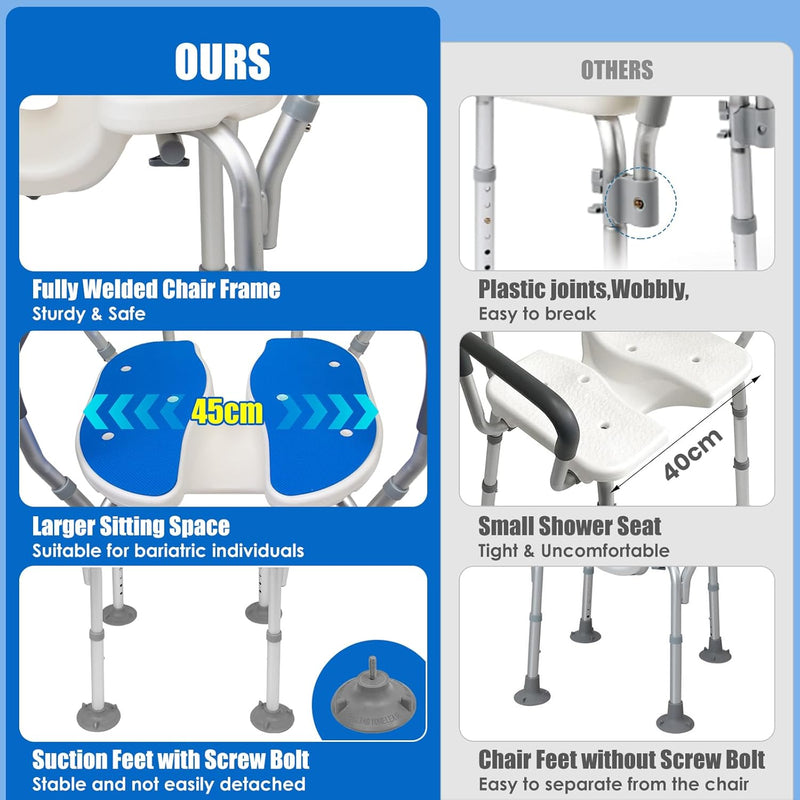 U-Shape Shower Chair with Arms and Back Ergonomic