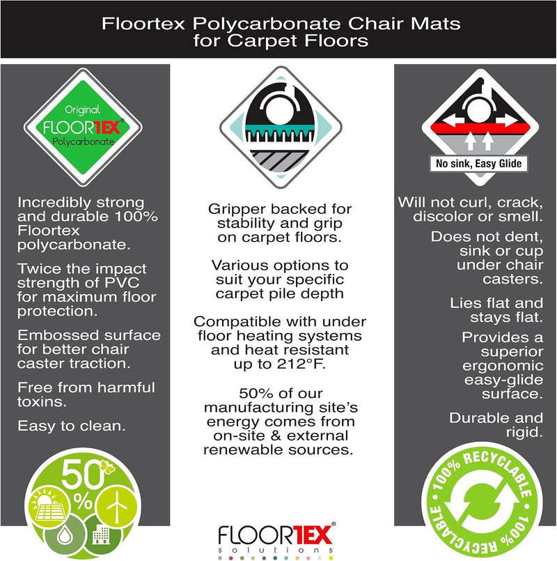 Ultimat Polycarbonate Rectangular Chair Mat for Carpets