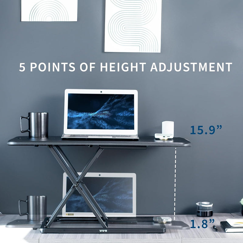 Ultra-Slim Single Top Height Adjustable Standing Desk Riser