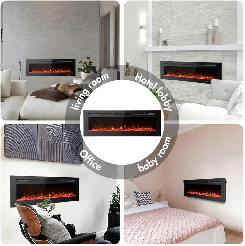 Ultra-Thin Electric Fireplace Low Noise 12 Variable Breath