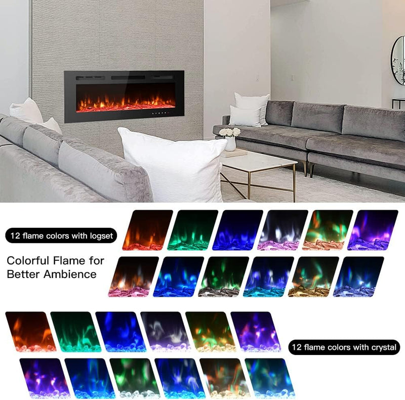 Ultra-Thin Electric Fireplace Low Noise 12 Variable Breath
