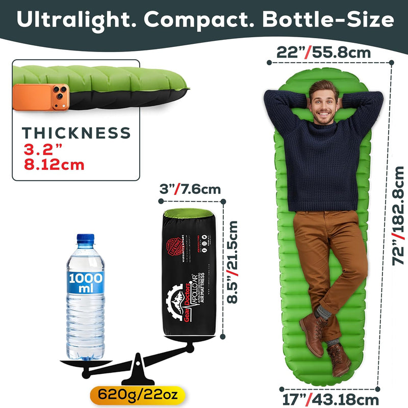 Ultralight 17oz Camping Sleeping Pad Apolloair