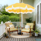 Umbrella 2m Portable Fringed Garden Parasol with Ground