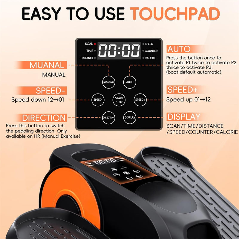 Under Desk Elliptical Machine for Home with 12