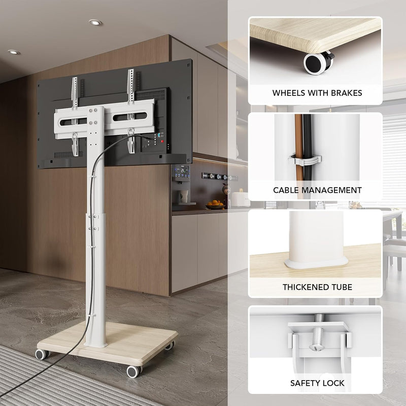 Universal Floor TV Stand Portable Rolling Mount