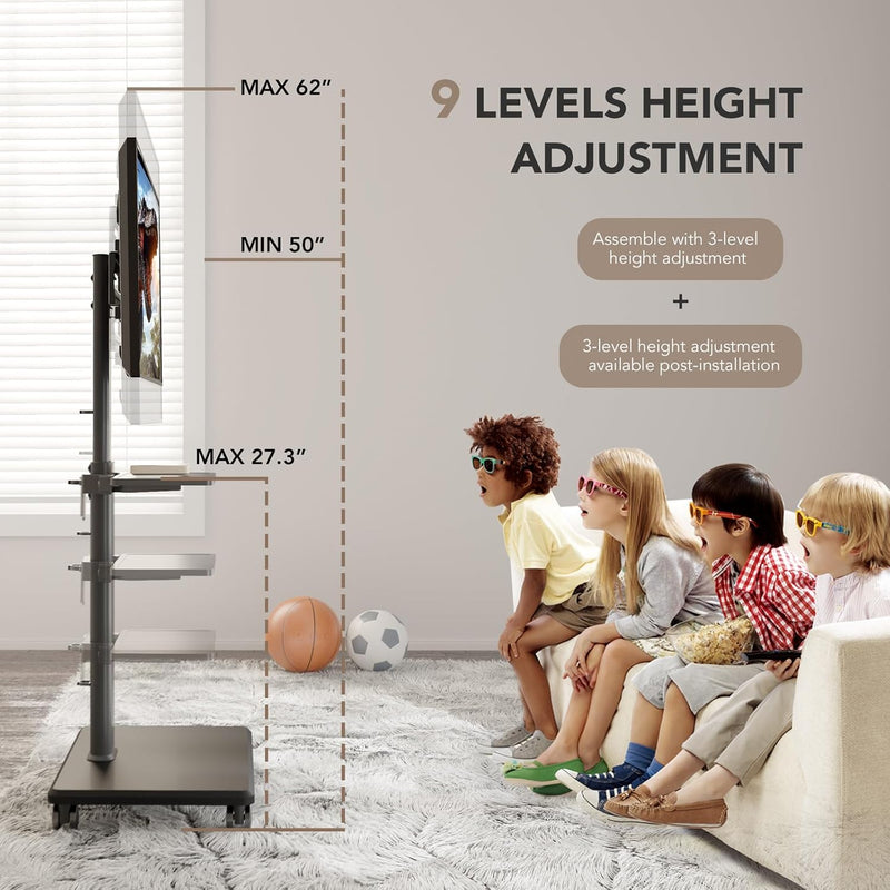 Universal Floor TV Stand Portable Rolling Mount