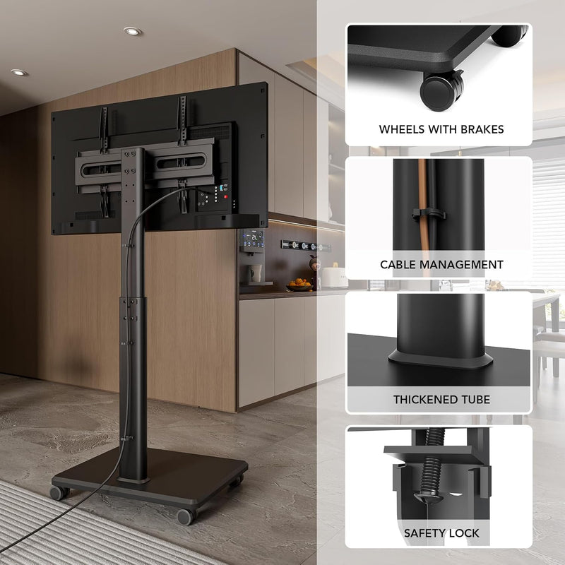 Universal Floor TV Stand Portable Rolling Mount