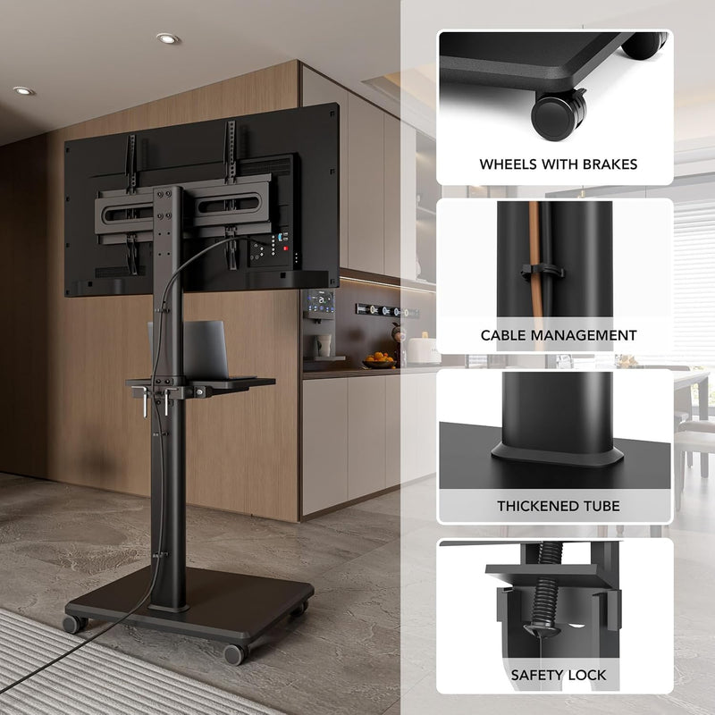 Universal Floor TV Stand Portable Rolling Mount