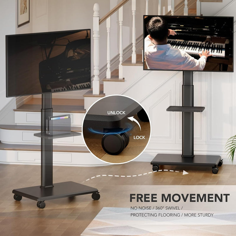 Universal Floor TV Stand Portable Rolling Mount