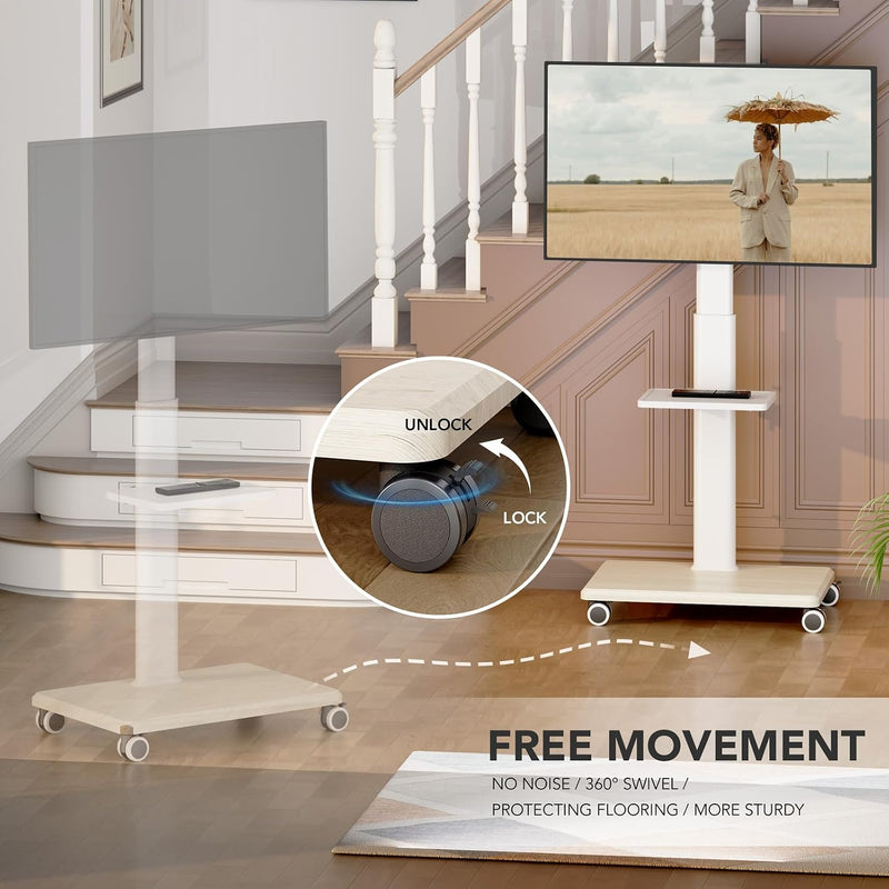 Universal Floor TV Stand Portable Rolling Mount