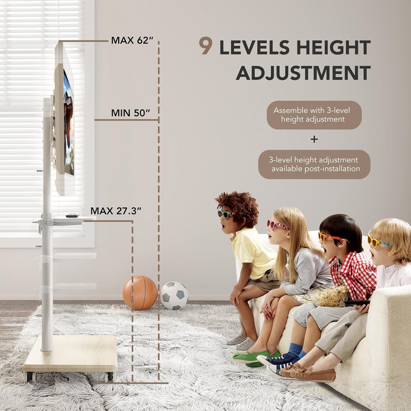 Universal Floor TV Stand Portable Rolling Mount