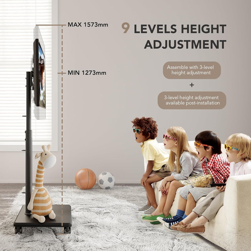 Universal Floor TV Stand Portable Rolling Mount