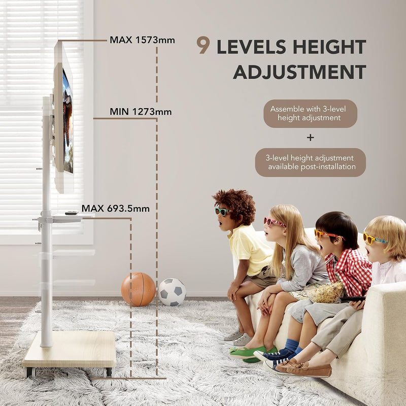Universal Floor TV Stand Portable Rolling Mount