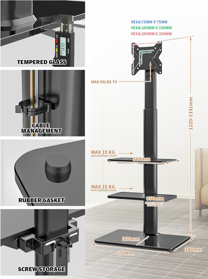 Universal Floor TV Stand with Swivel Mount