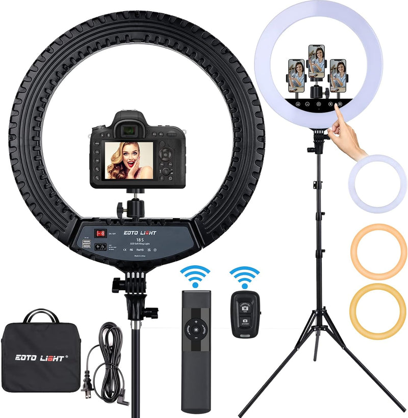 Upgraded 18 Inch LED Ring Light with Tripod