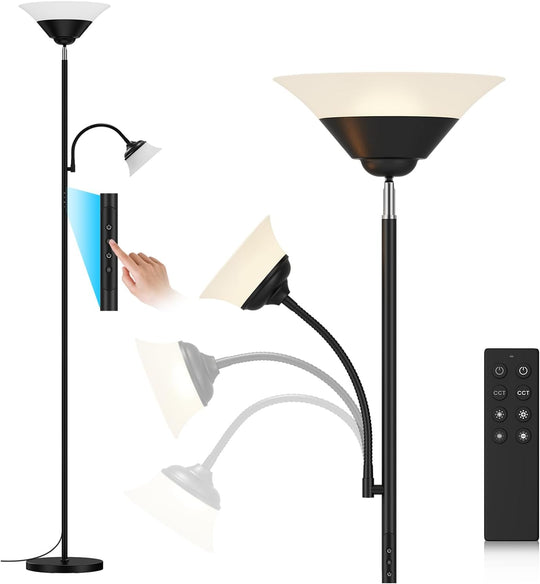 Upgraded 2-In-1 Torchiere Floor Lamp Dimmable Standing