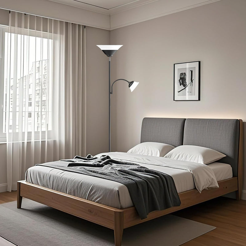Upgraded 2-In-1 Torchiere Floor Lamp Dimmable Standing