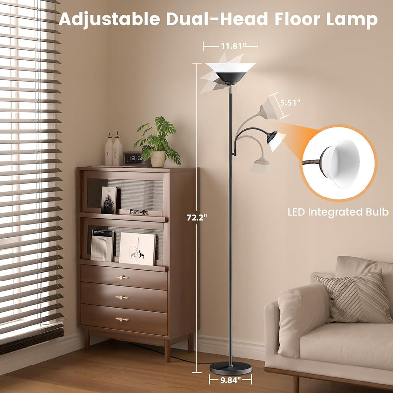 Upgraded 2-In-1 Torchiere Floor Lamp Dimmable Standing