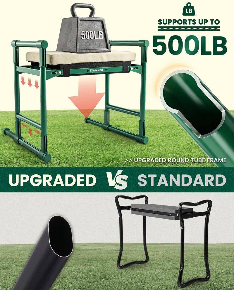 Upgraded Garden Kneeler and Seat with 500lb Frame