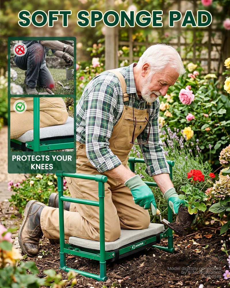 Upgraded Garden Kneeler and Seat with 500lb Frame