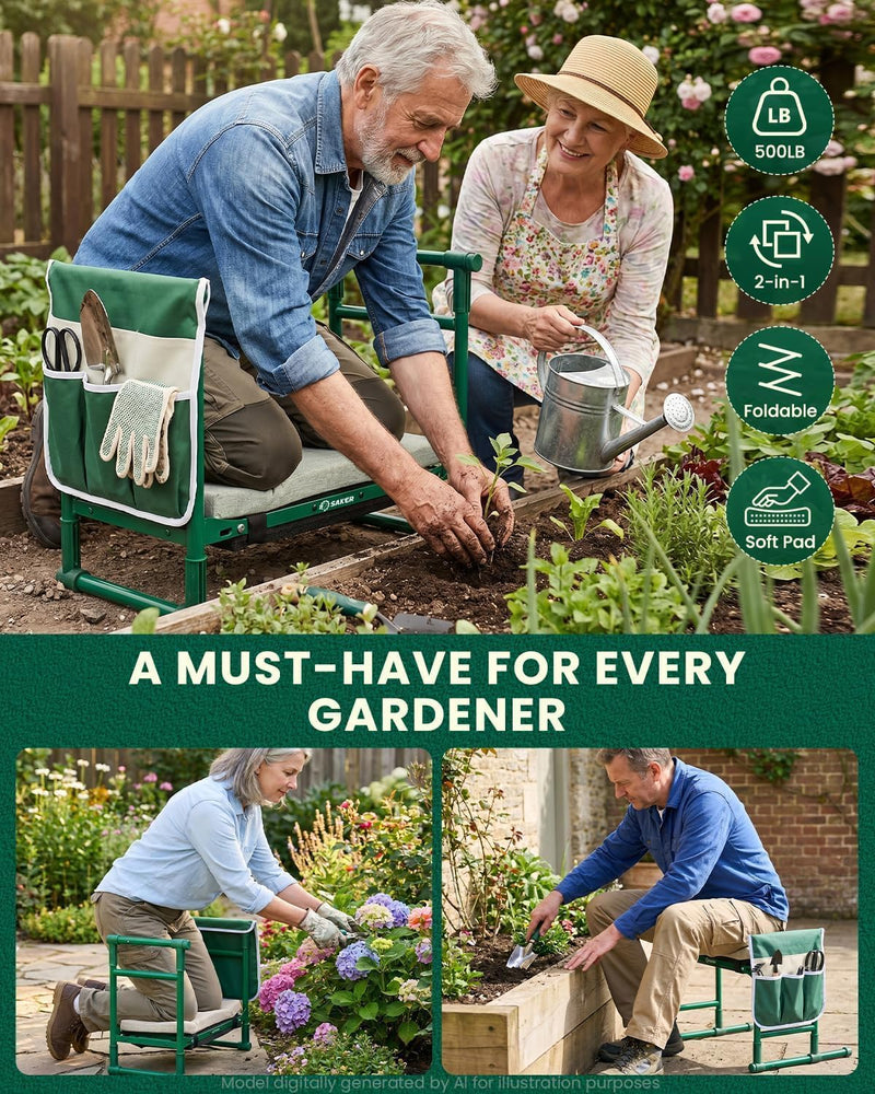 Upgraded Garden Kneeler and Seat with 500lb Frame