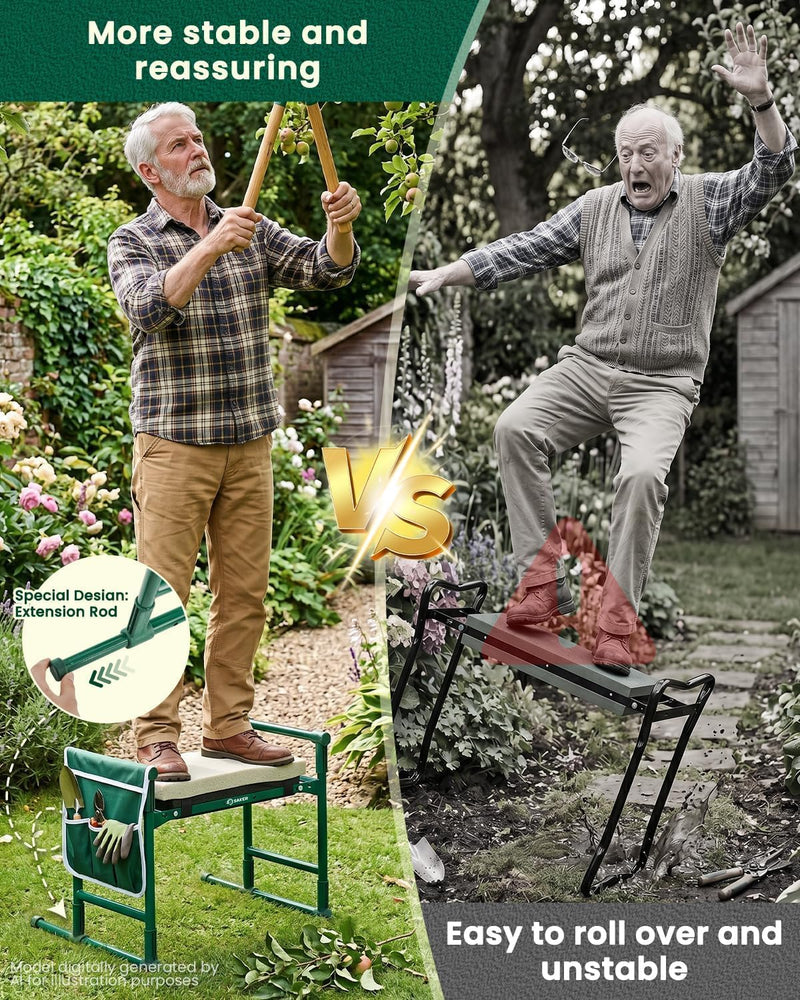 Upgraded Garden Kneeler and Seat with 500lb Frame