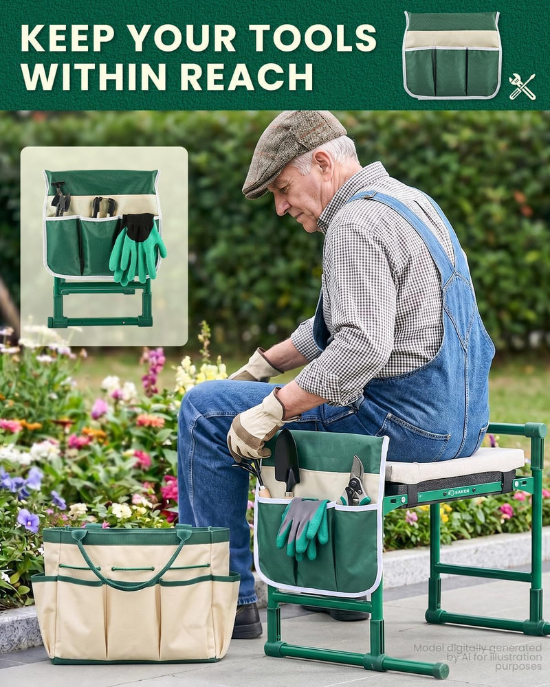 Upgraded Garden Kneeler and Seat with 500lb Frame