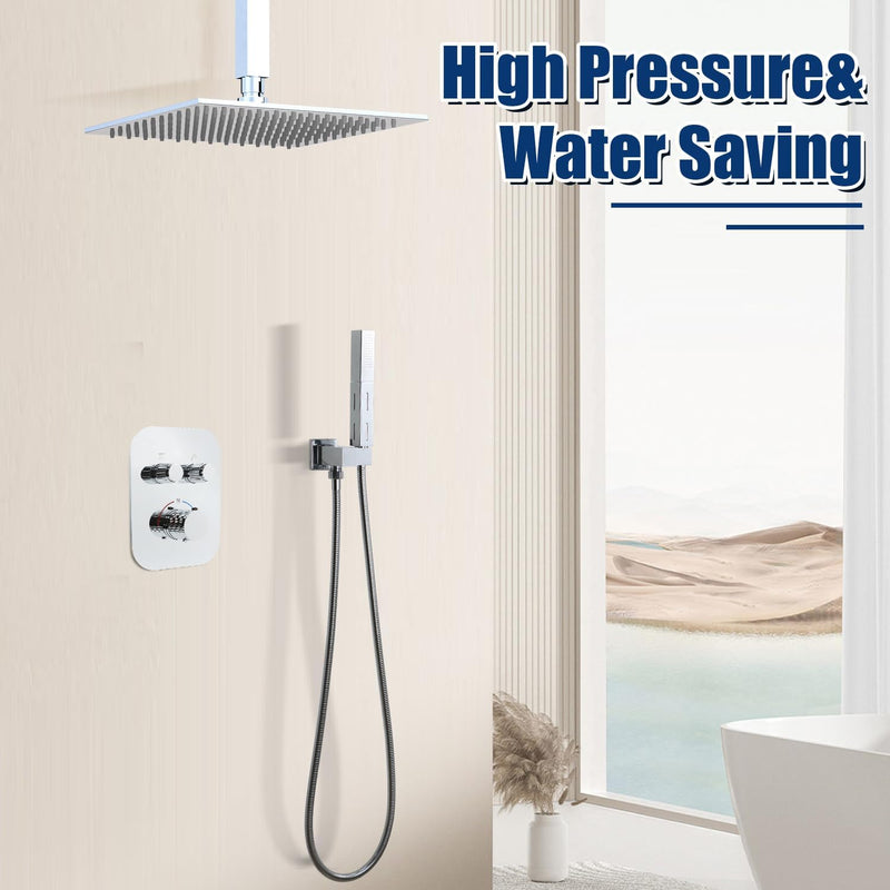 Upgraded Thermostatic Shower System with 10" Rain Head