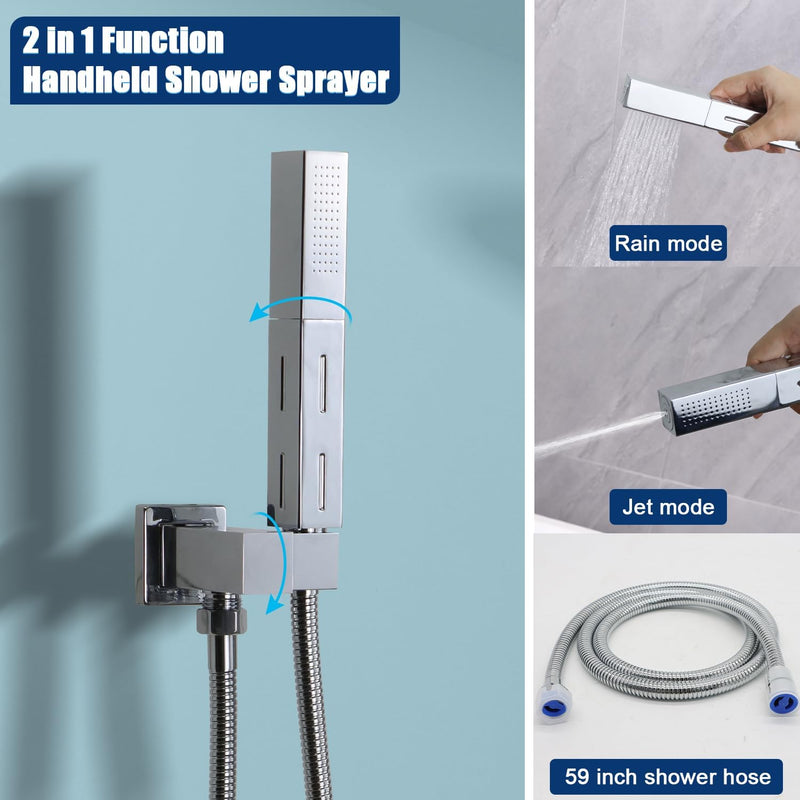 Upgraded Thermostatic Shower System with 10" Rain Head