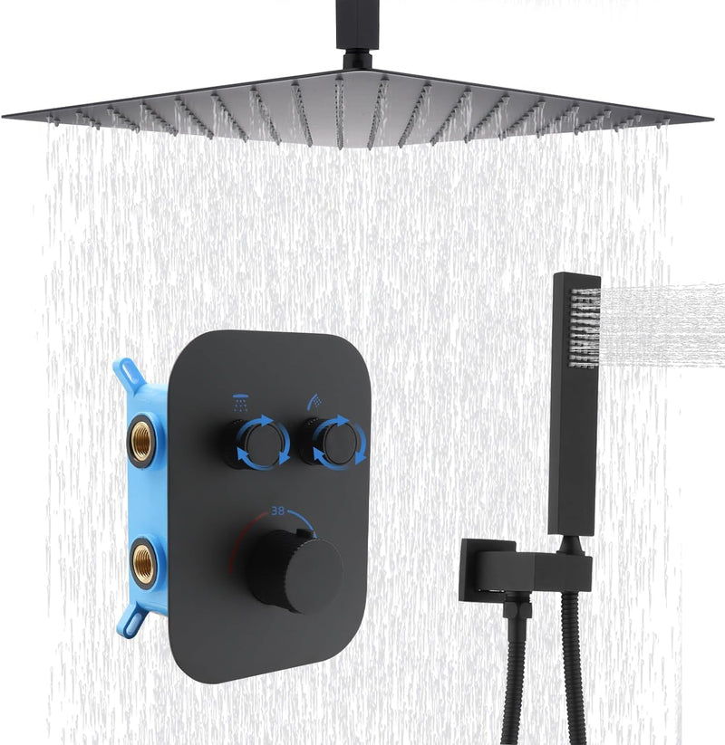 Upgraded Thermostatic Shower System with 10" Rain Head
