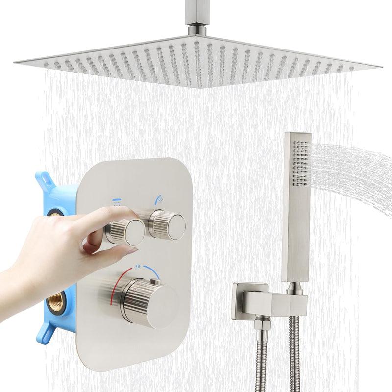 Upgraded Thermostatic Shower System with 10" Rain Head