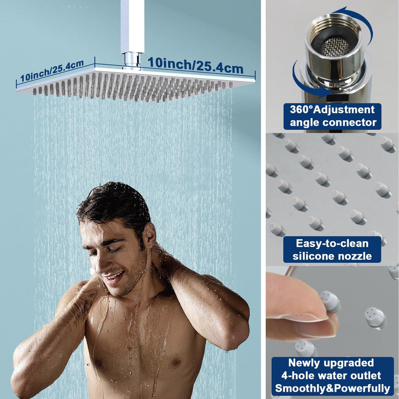 Upgraded Thermostatic Shower System with 10" Rain Head