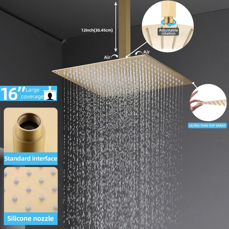 Upgraded Thermostatic Shower System with 10" Rain Head