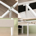 Upholstered Bed Frame with Headboard Fabric Wooden Slat