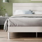 Upholstered Bed Frame with Headboard Fabric Wooden Slat
