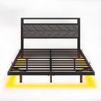 Upholstered Floating Bed Frame Storage Headboard