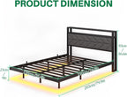Upholstered Floating Bed Frame Storage Headboard