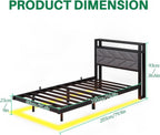 Upholstered Floating Bed Frame Storage Headboard
