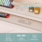 Upholstered Floating Bed Frame Storage Headboard