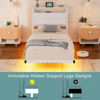 Upholstered Floating Bed Frame Storage Headboard
